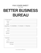 Better Business Bureau fax cover sheet