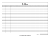 Bidder Bid Log Template