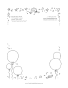 Birthday Balloons Black and White stationery design