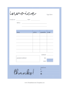 Blue Border Blank Invoice Template Template