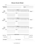 Printable Bocce Score Sheet