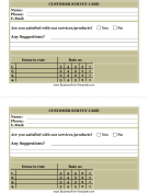 Business Customer Survey Card