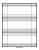 Printable Calendar - 1 Week by 40 Rows