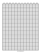 Printable Calendar - 1 Year by Months - 120 Divisions with Index Lines