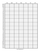 Printable Calendar - 1 Week - Half Days by Quarter Hour