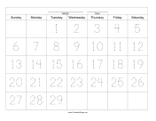 Printable Handwriting Calendar - 29 Day - Tuesday