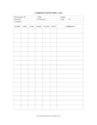 Camera Shooting Log