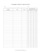 Campaign Volunteer Sign Up Sheet