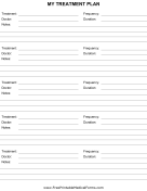 Cancer Planner Treatment Plan Sheet