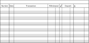 Printable Check Register with Gray Shading