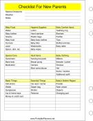 Checklist For New Parents - Left