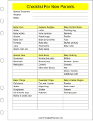 Checklist For New Parents