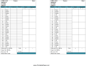 Printable Chicago Bridge Score Sheet