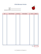 Child Allowance Invoice Template