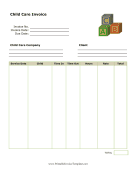 Child Care Invoice Template