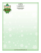 Christmas Letterhead Cute Green Elf