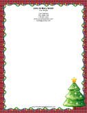 Christmas Tree Plaid Border stationery design