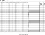 Printable Class Attendance Paper (Horizontal)