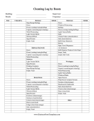 Cleaning Log By Room