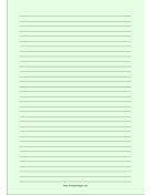 Printable Lined Paper - Light Green - Medium Black Lines - A4