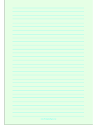 Printable Lined Paper - Light Green - Wide Cyan Lines - A4