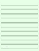 Printable Lined Paper - Light Green - Medium Black Lines