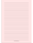 Printable Lined Paper - Light Red - Wide Black Lines - A4