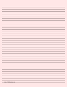 Printable Lined Paper - Light Red - Medium Black Lines