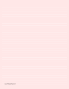 Printable Lined Paper - Light Red - Medium White Lines