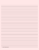 Printable Lined Paper - Light Red - Wide Black Lines