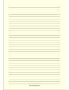 Printable Lined Paper - Light Yellow - Medium Black Lines - A4