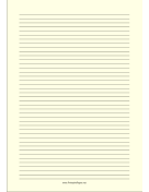 Printable Lined Paper - Light Yellow - Narrow Black Lines - A4