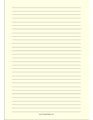 Printable Lined Paper - Light Yellow - Wide Black Lines - A4