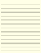 Printable Lined Paper - Light Yellow - Medium Black Lines