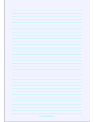 Printable Lined Paper - Pale Blue - Medium Cyan Lines - A4