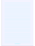 Printable Lined Paper - Pale Blue - Wide Cyan Lines - A4