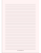 Printable Lined Paper - Pale Red - Medium Black Lines - A4