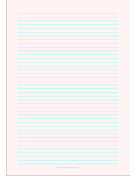 Printable Lined Paper - Pale Red - Narrow Cyan Lines - A4