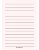 Printable Lined Paper - Pale Red - Wide Black Lines - A4