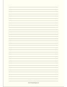 Printable Lined Paper - Pale Yellow - Medium Black Lines - A4