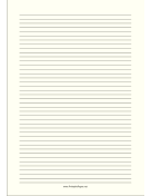 Printable Lined Paper - Pale Yellow - Narrow Black Lines - A4