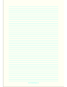 Printable Lined Paper - Pale Yellow - Narrow Cyan Lines - A4