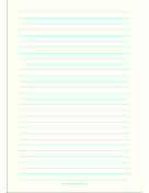 Printable Lined Paper - Pale Yellow - Wide Cyan Lines - A4