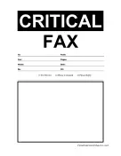 Critical fax cover sheet