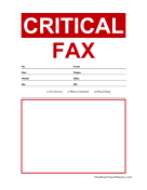 Critical Fax Color fax cover sheet