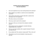 Customer Service Representative Interview Questions