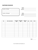 Customs Invoice Template