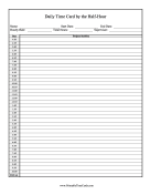 Daily Time Card By Half-Hour