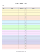 Daily Work Log Color Time Card