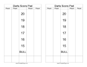 Printable Darts Scorepad